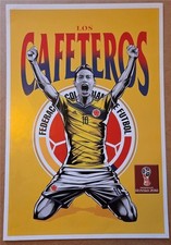 Vintage Football/Soccer Poster FIFA World Cup 2018 Los Cafeteros Colombia 19X13 picture