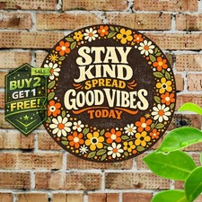 Be Groovy Or Leave Psychedelic Retro 60s 70s Round Metal Wall Sign picture
