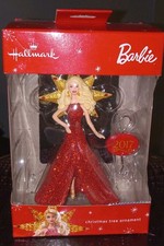 2017 Hallmark BLONDE HOLIDAY BARBIE IN RED GOWN Ornament NIB picture