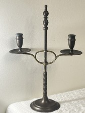 Vintage Peerage England Bronze Brass Adjustable Candelabra Double Arm Telescopic picture