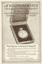 1914 Waltham Watch Company Massachusetts Colonial Royal Pocket Watch Print Ad picture