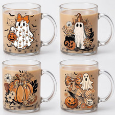 Tioncy 4 Pcs Halloween Coffee Mugs Ghost Glass Cups picture