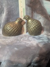 Vintage 2-Brass Quail Figurines Paper weights picture