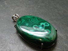 Vivid Vibrant Green Malachite Sterling Silver Pendant - 2.3