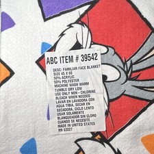 Vtg 1992 Looney Tunes Familiar Faces Blanket Throw Bugs Tweety Daffy Tag New NOS picture