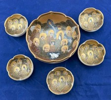 Antique Royal Satsuma Nut Bowl Set. Master Bowl and 5 Small Bowls picture
