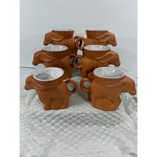 Frankoma Pottery 1980 Democratic Donkey Mugs Set of 6 Terracotta DEM D605-739 picture