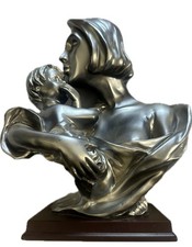 Vintage Mother and Child Silver Sculptured Bust picture