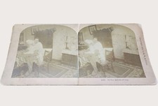 Antique B.W. Kilburn Stereoview 1892 At The Break Of Day Man Getting out of Bed picture