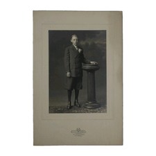 Antique B&W Photograph Portrait - Distinguished Boy Young Man in Knickers picture