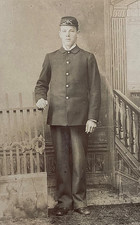 RARE  INDIAN WARS INF. SOLDIER SOUTH DAKOTA TERRITORY 1889 CABINET CARD PHOTO picture