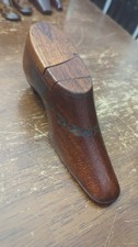 Early Shoe Shaped Snuff Box Wooden Puzzle Box Lid Beautiful Antique Woodwork  picture