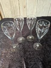 4 Vintage Princess House Heritage Champagne Flutes Set Of Four Etched Glass #432 picture