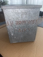 VTG J.H. Brokhoff Dairy Red Embossed Galvanized Porch Milk Box Pottsville PA picture