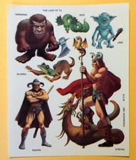 Vintage 1981 Dennison THE LAND OF TA Sticker Sheet FANTASY MYTHICAL Rare Find picture