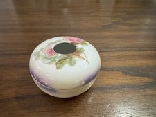 SILESIA GERMANY ANTIQUE PORCELAIN HAIR RECEIVER HAND PAINTED ROSES  picture