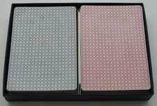 KEM Original Casino Back Plastic Playing Cards USED Set Up Red & Blue picture