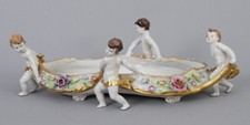 LARGE capodimonte porcelain centerpiece putti cherub figurines floral picture