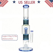 16''(XL)Tall-4mm Thick Glass Bong Water Pipe Smoking Sandblasted Honey comb Bong picture