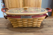 Longaberger 2005 Christmas Collections SILVER BELLS Baskets Liner Lid Combo picture