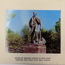 c1960s Abraham Lincoln New Salem Illinois State Park Statue Photo Card Avard 7T picture