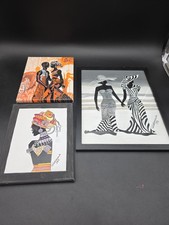 Beautiful Lot Of 3 African American Art Paintings Black Alakananda 160 170 & 179 picture