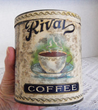 Vtg Rival Foods Inc 1920's-30's Coffee Tin Paper Label Country Store Advertising picture