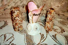 Victorian Seashell Art Souvenir Bahamas Vase Salt And Pepper Early 1900s Antique picture