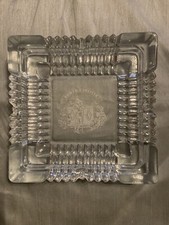 Vintage Romeo Y Julieta Clear Glass Square Ashtray Heavy Cut - Etched Logo picture