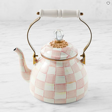 MacKenzie-Childs Rosy Check Tea Kettle Enamel Steel picture