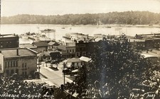 c1935 Harbor Springs Michigan RPPC Birds Eye View Of Harbor And Streets picture