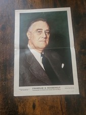 1942 Franklin D. Roosevelt 10x15 Magazine Portrait World War II 2 Chicago Sun  picture
