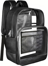BrillaraSymn Heavy Duty Clear Backpack, Sturdy Fabric Clear Bookbag for Schoo... picture