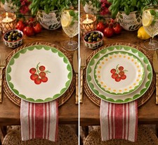 Tomato Tomatoes 4 Each Dinner & Salad Plates Set of 8 Lovely Scalloped Edge. NEW picture