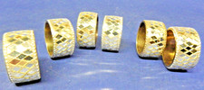 Set of 6 Mirrored Diamond Shape Silver Metal & Mirror Napkin Rings picture