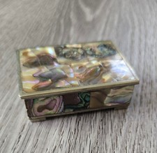 Vintage Mexican Alpaca-Abalone Shell Pill Trinket Box  picture