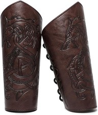 Medieval Leather Bracers Dragon Embossed Viking Leather Bracers Leather Arm Arme picture
