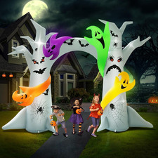 14FT Length X 10FT Tall Halloween Inflatable Tree Arch with 4 Colorful Ghosts, H picture