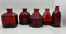 5 Wheaton NJ Ruby Red Glass INK Bottles Cathedral Church Patterns Reproductions picture