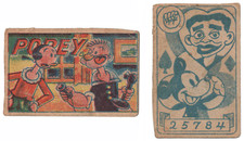 c1940's 'MIckey Mouse & Enoken Back' Japanese MENKO Card~ POPEYE and OLIVE OYL picture