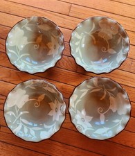 Pfaltzgraff Patio Garden Pasta Dinner Bowl Set of 4 Fluted Blue Green Floral HTF picture