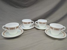 4 Vintage Pryex 721 795 Cups and Saucers Copper Filigree Several Sets Available picture
