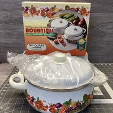 Vintage Bountiful Porcelain on Steel Dutch Oven Cookware Pot 5.5QT Fruit  NIB picture