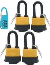Set Of 4 Keyed Alike Waterproof Padlock, Wide Body - Weather Resistant Outdoor P picture
