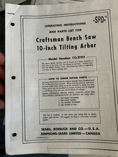 OPERATING INSTRUCTIONS & PARTS LIST CRAFTSMAN BENCH SAW 10