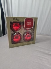 VTG Shiny Brite Christmas Ornaments Set of 4 In Box  Res 3.25