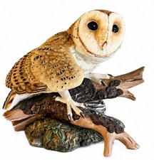 Vintage Hand Painted Owl Figurine Perched on Rock Bird Nature Decor Collectible picture