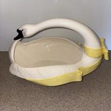 Vintage 1985 Sittre Ceramic Swan Bowl Vase Planter Serving Candy Dish picture