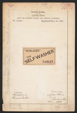 Lever Bros Sunlight Self-Washer Soap Trademark 1887 Registered May 24 picture
