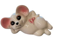 Vintage Norcrest Anthropomorphic Mouse Kitsch Figurine Lounging Piggy Bank Japan picture
